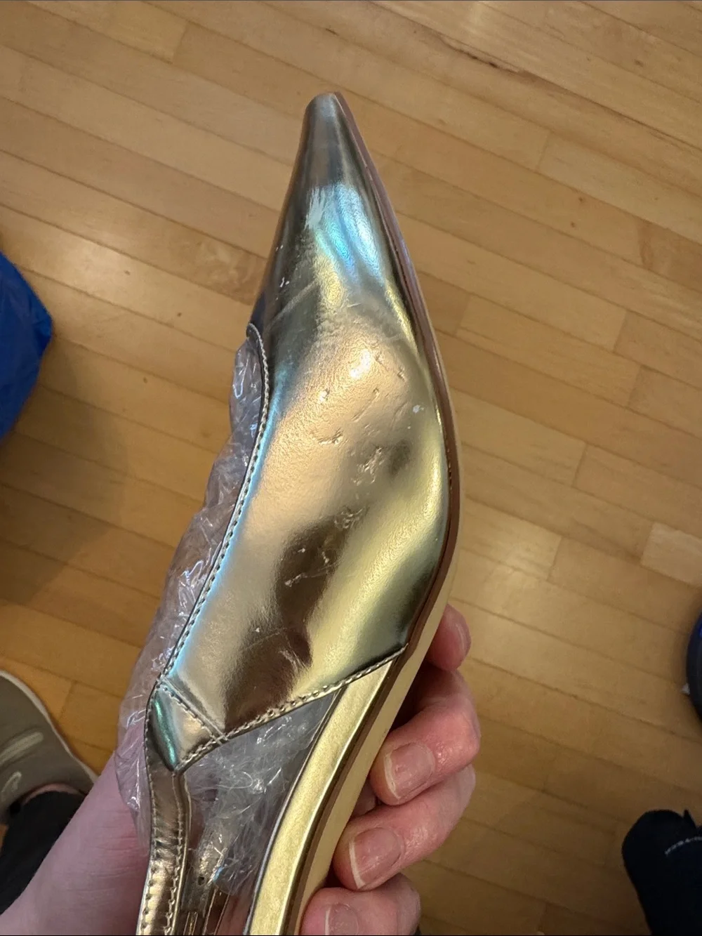 Marc Fisher Dorie Pointed Gold Patent Leather Slingback Pumps Size 9 glam glitz_8